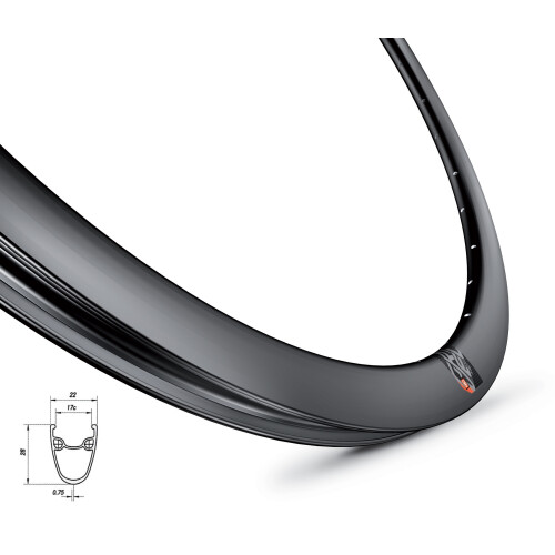 ráfek MACH1 GRAVEL 17 DISC 622x17, 28 děr, černý