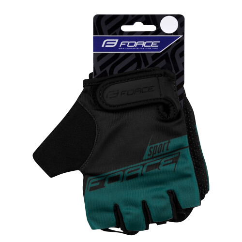 rukavice FORCE SPORT, černo-petrolejové