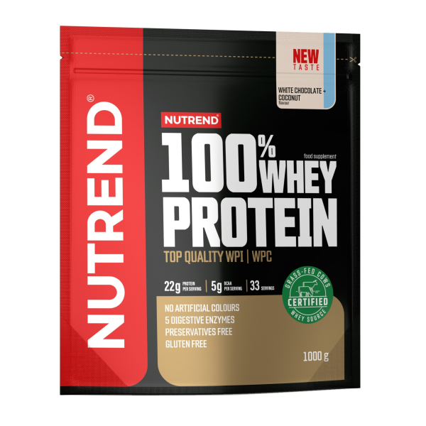 100% Whey Protein, sáček, 1000 g bílá čoko a kokos