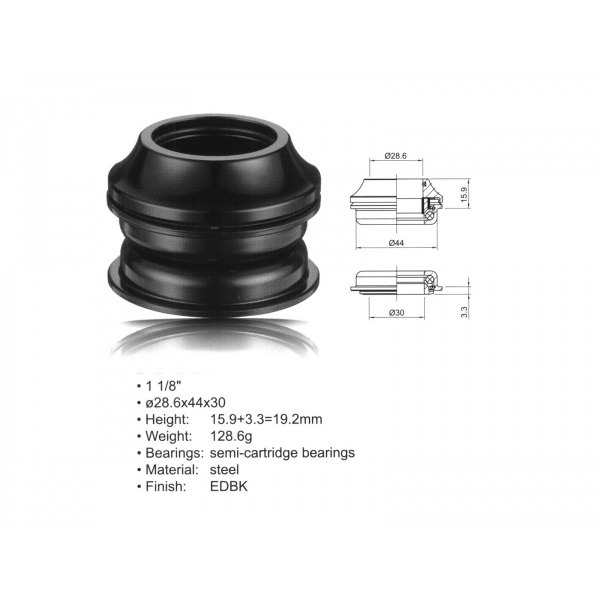 AUTHOR Hlavové složení ACO-HS20 Internal (1 1/8"; d:28.6/ 44/ 30mm) (černá)