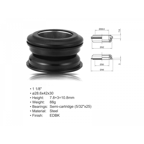 AUTHOR Hlavové složení ACO-HS24 Internal (1 1/8"; d:28.6/ 42/ 30mm) (černá)