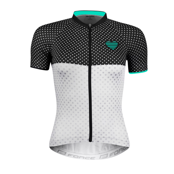 dres F POINTS LADY kr. rukáv, črn-bílo-tyrkys M