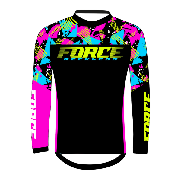 dres F RECKLESS dl. rukáv, černo-růžovo-fluo L