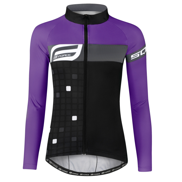 dres F SQUARE LADY dl. rukáv, černo-fialový S