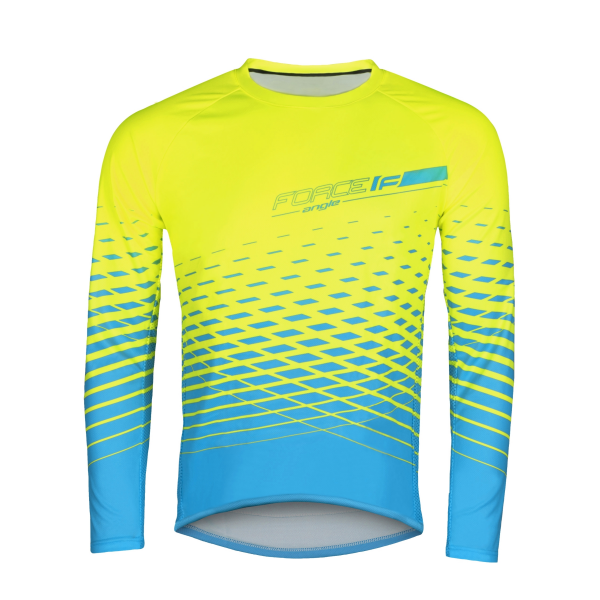 dres FORCE MTB ANGLE dlouhý rukáv, fluo-modrý L