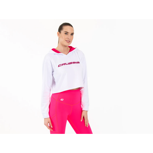 Crussis Crop mikina dámská krátká WHITE PINK XS