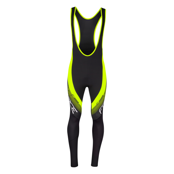 kalhoty FORCE F58 se šráky bez vložky, črn-fluo S