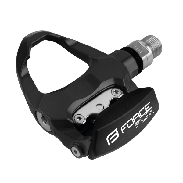 pedály FORCE FLIX nášlapné silniční + zarážky, črn