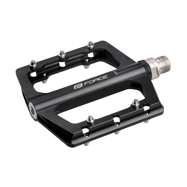 pedály FORCE STEEP hliníkové, prům. ložiska, černé