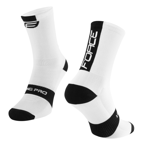 ponožky FORCE LONG PRO, bílo-černé S-M/36-41