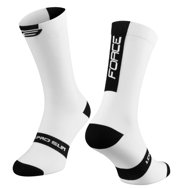 ponožky FORCE LONG PRO SLIM, bílo-černé S-M/36-41