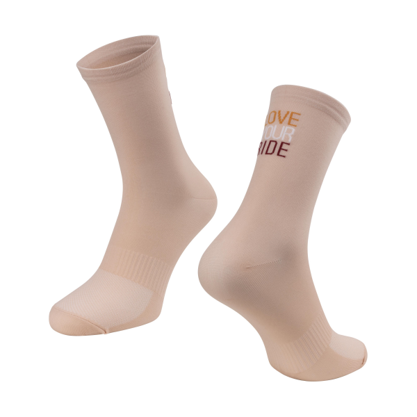 ponožky FORCE LOVE YOUR RIDE, krémové L-XL/42-46
