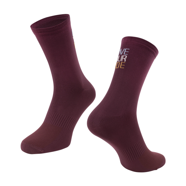ponožky FORCE LOVE YOUR RIDE, vínová S-M/36-41