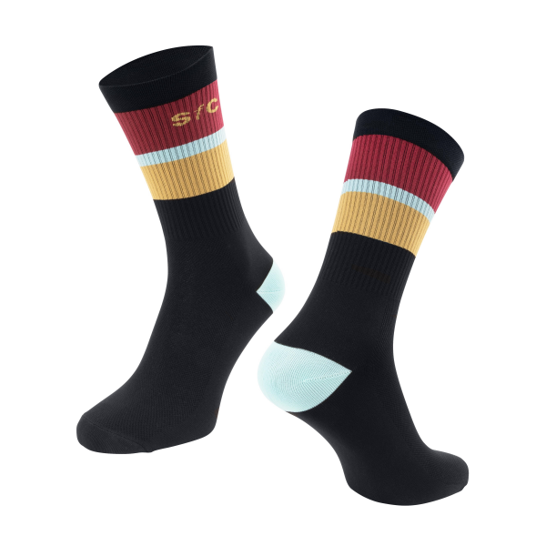 ponožky FORCE STRIPE dlouhé, černé L-XL/42-46