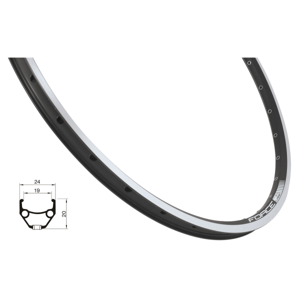 ráfek FORCE CLASSIC 559x19, 36děr, černý