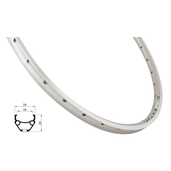 ráfek FORCE CLASSIC 559x19, 36děr, stříbrný