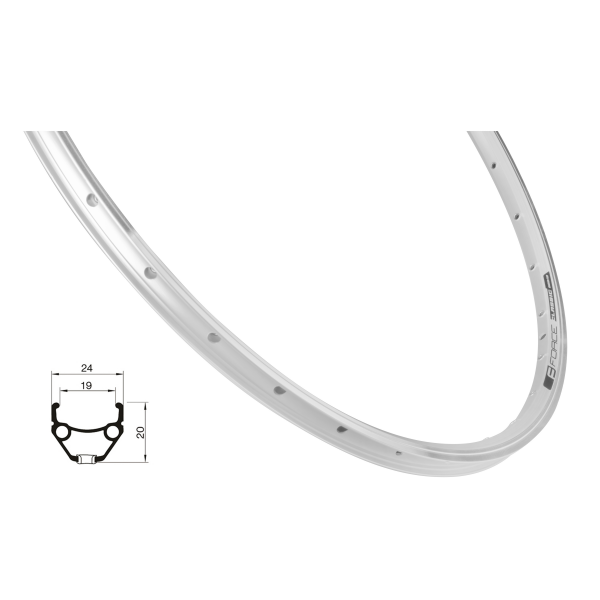 ráfek FORCE CLASSIC 622x19, 32děr, stříbrný