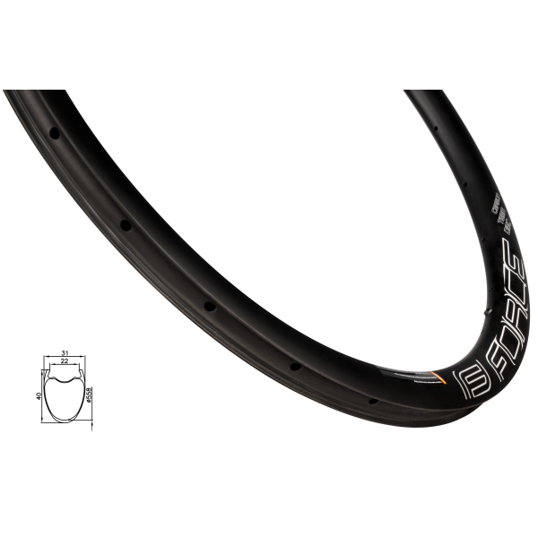 ráfek FORCE GRAVEL plášťový KARBON 40mm, 24děr