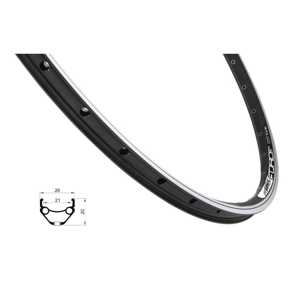 ráfek FORCE PRIME 559x21, 36děr, černý