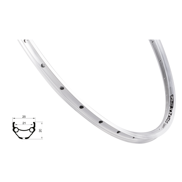 ráfek FORCE PRIME 622x21, 32děr, stříbrný