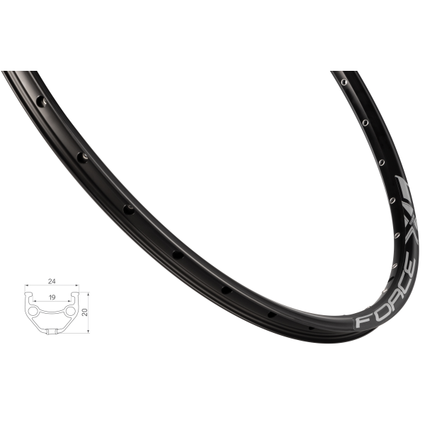 ráfek FORCE XC BASIC DISC 559x19, 32děr, černý