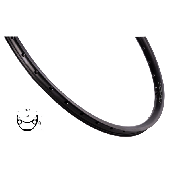 ráfek FORCE XC DISC 559x23, 32děr, černý