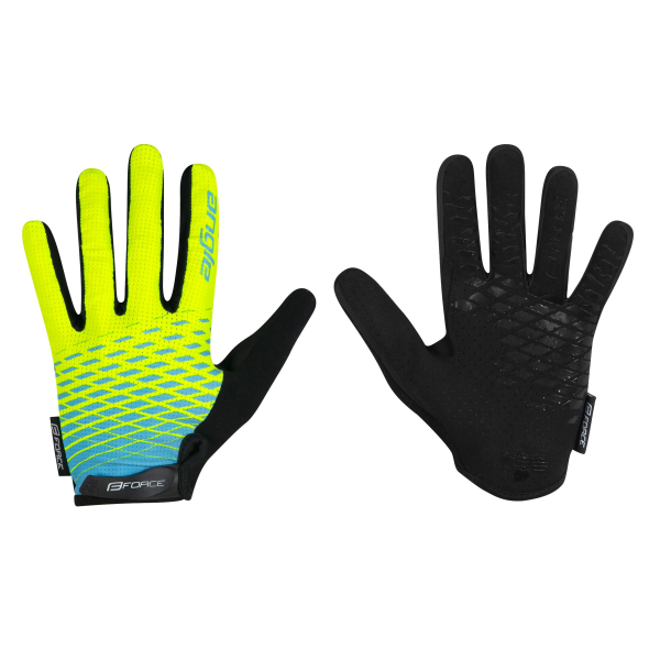 rukavice FORCE MTB ANGLE letní, fluo-modré XS