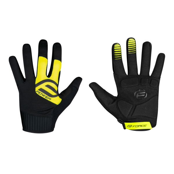 rukavice FORCE MTB POWER, černo-fluo M