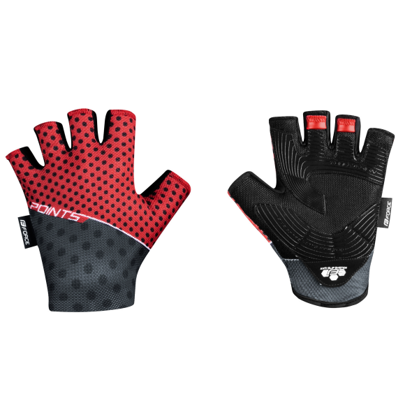 rukavice FORCE POINTS bez zapínání,červeno-črn M