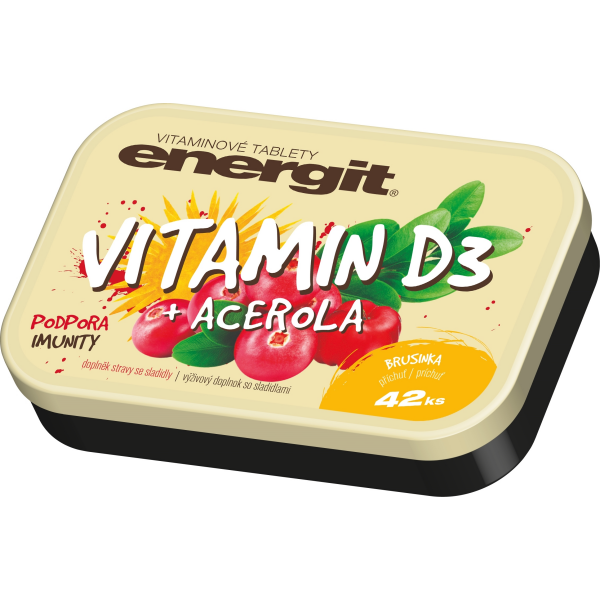 VITAR Energit Vitamin D3, 42 tablet, brusinka