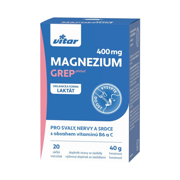 VITAR Magnézium 400 mg+vit B6+vit C, 20 sáčků grep