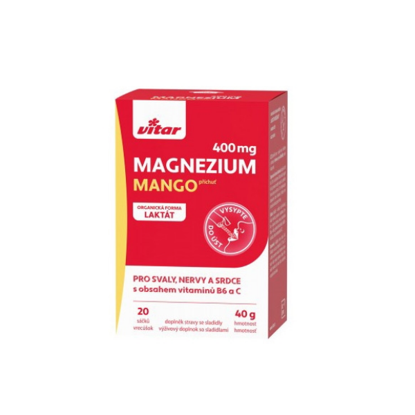 VITAR Magnézium 400 mg+vit B6+vit C,20 sáčků mango