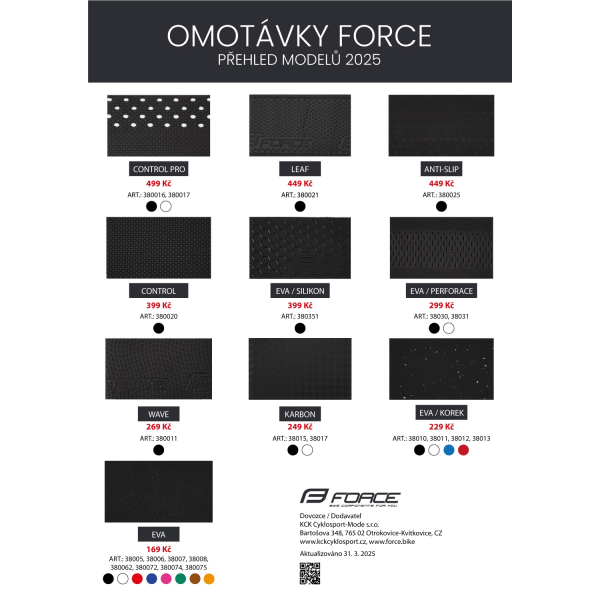 vzorník omotávky FORCE 2025 - CZK verze