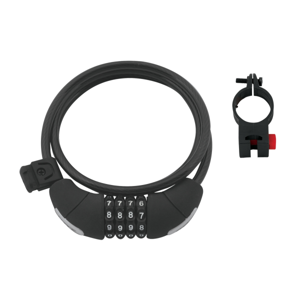 zámek F LUX spirálový kódový 120cm/8mm+držák, črn.