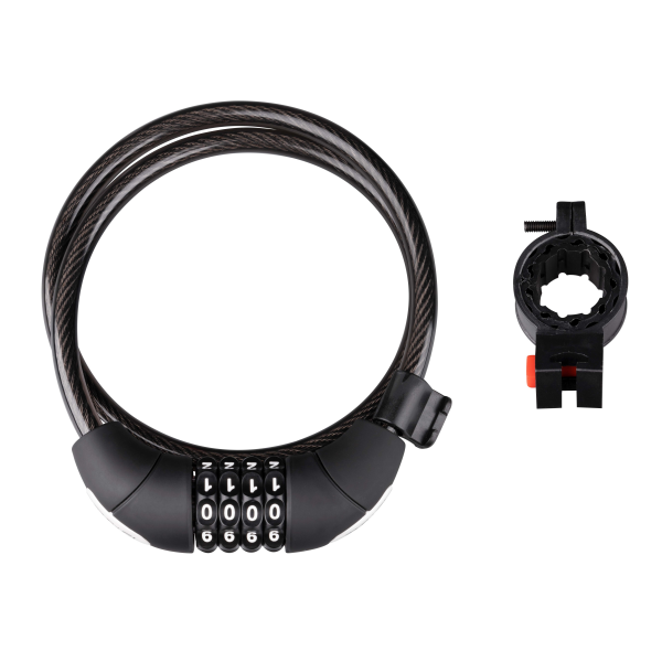zámek F LUX spirálový kódový 85cm/10mm+držák, črn.