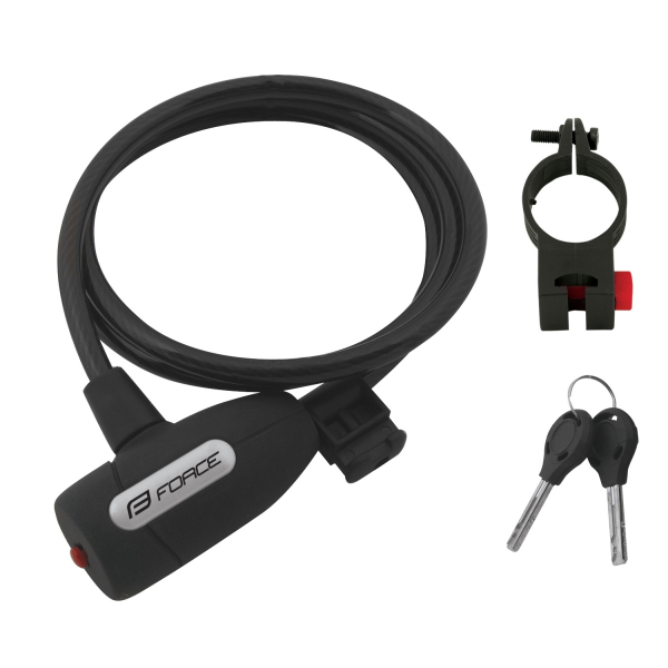 zámek F LUX spirálový s držákem 120cm/8mm, černý