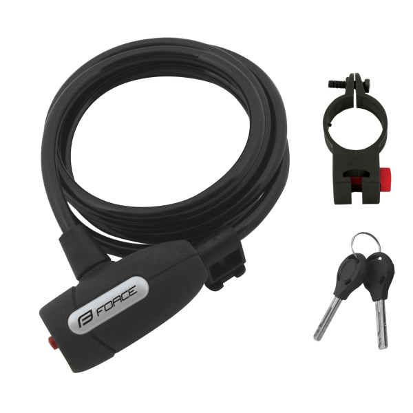 zámek F LUX spirálový s držákem 180cm/8mm, černý