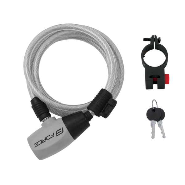 zámek F RON spirálový s držákem 185cm/8mm, čirý